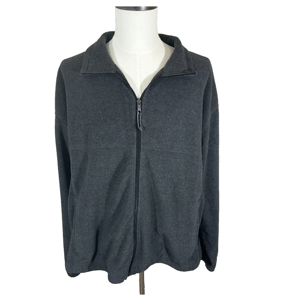 Columbia‎ Jacket Mens XXL Gray Fleece Full Zip Steens Mountain Zip Pockets